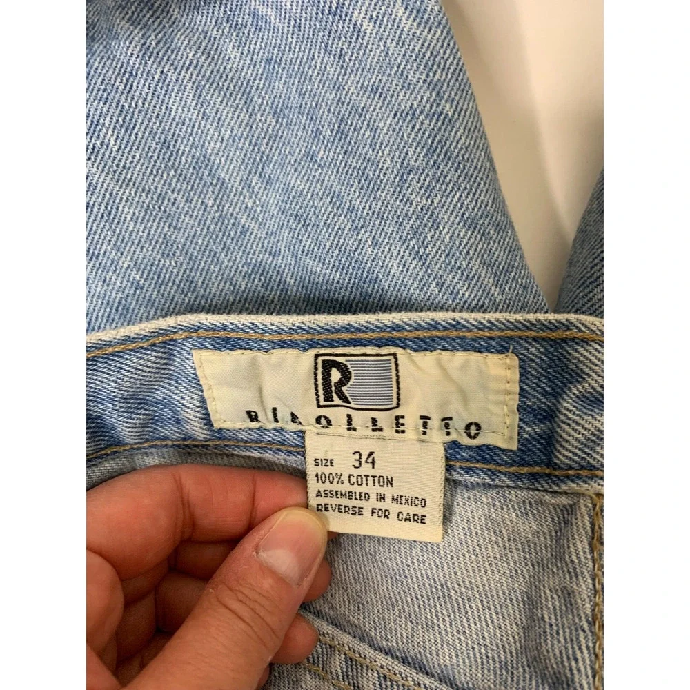 Rigolletto Mens Size 34 Denim Shorts Blue Pockets Jeans Vintage Light Wash - Picture 4 of 5